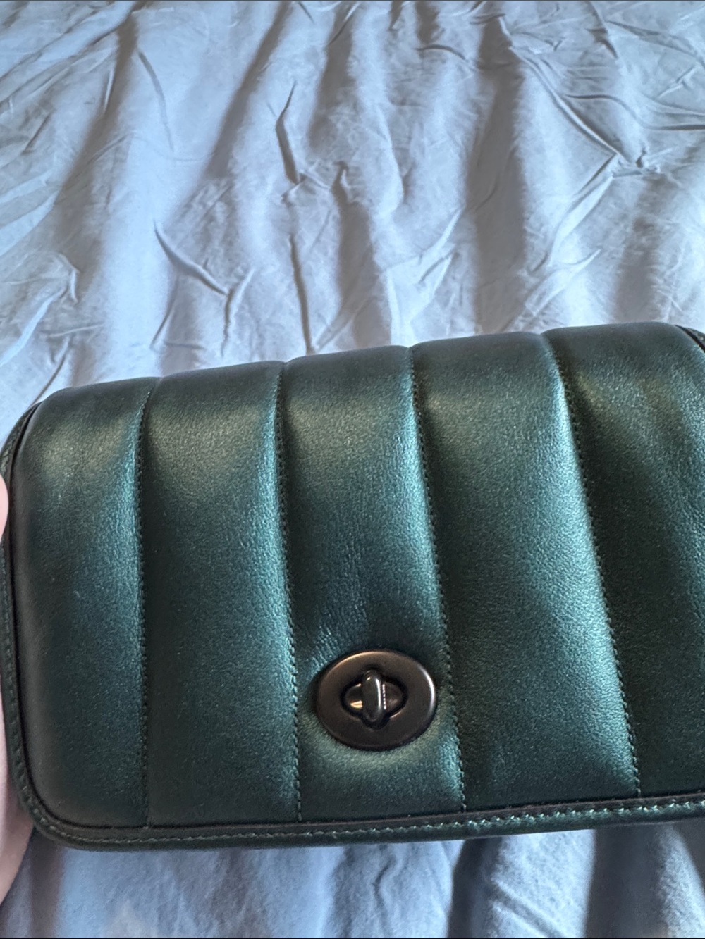 Coach Dinky Quilted Metallic Dark Green Shoulder Bag - Stylish Women's Bag